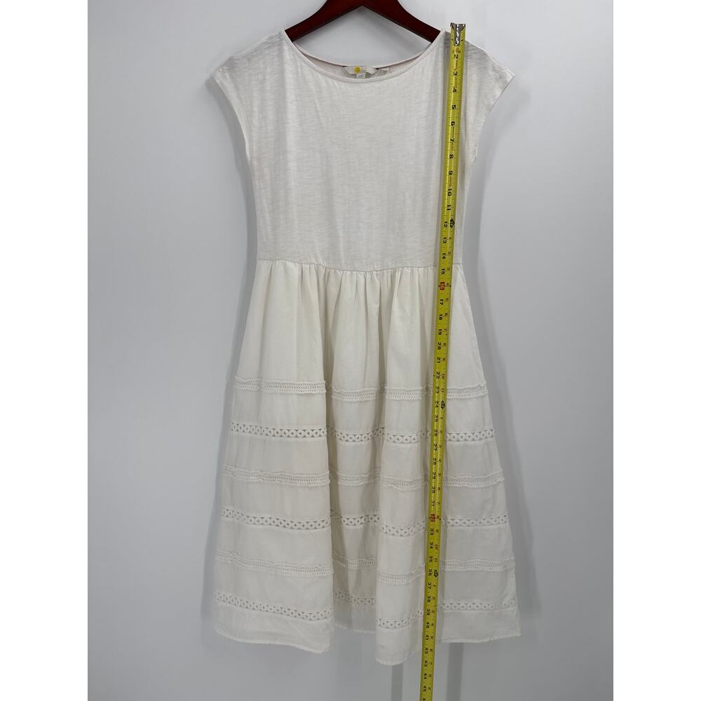 Boden Polly Mixed Media Cap Sleeve Dress Ivory White Cotton Eyelet Size 2 Petite - Picture 7 of 8